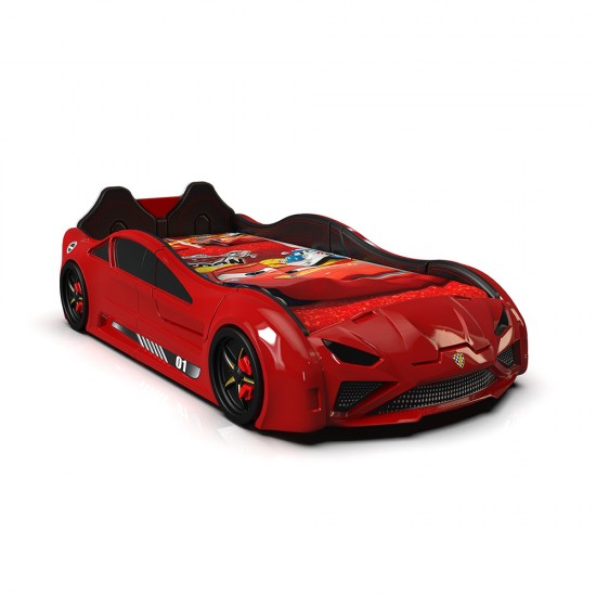 Lambo - Kids Race Car Bed – with Sounds and lights - Red Color