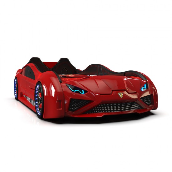 Lambo - Kids Race Car Bed – with Sounds and lights - Red Color