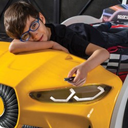GTX Yellow Race Car Bed with LED Lights and Sound for Kids