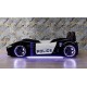 cabrio black police car bed for kids with opening doors and led lights