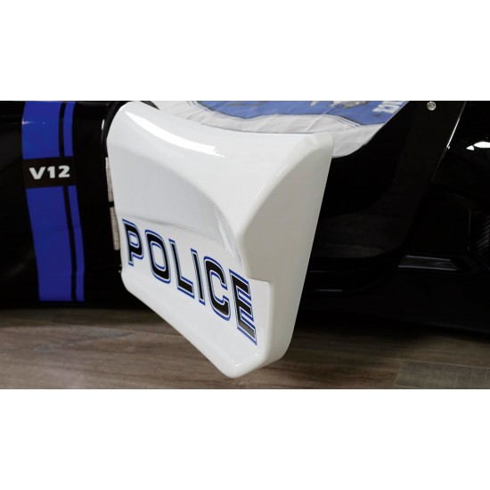 cabrio black police car bed for kids with opening doors and led lights