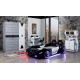 cabrio black police car bed for kids with opening doors and led lights