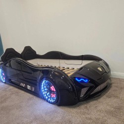 Lamborghini Black Car Bed - with Upward Opening Doors for Kids