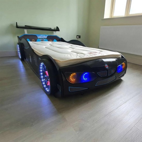 GT1 Black Race Car Bed for Kids