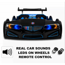 GT1 Black Race Car Bed for Kids