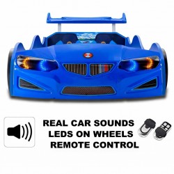GT1 Blue Kids Race Car Bed with Lights and Sounds