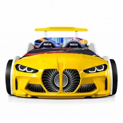 GTX Yellow Race Car Bed with LED Lights and Sound for Kids