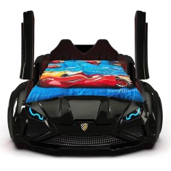 Lamborghini Black Car Bed - with Upward Opening Doors for Kids
