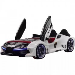 Aero Black Police Car Bed with Lights and Sound – Kids Police Theme Car Bed